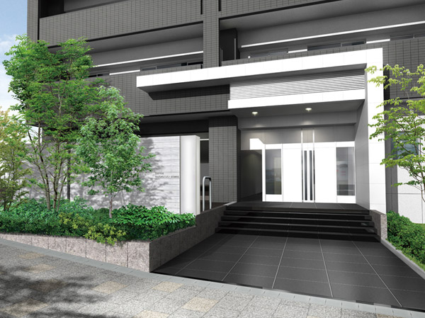 Buildings and facilities. Entrance approach Rendering