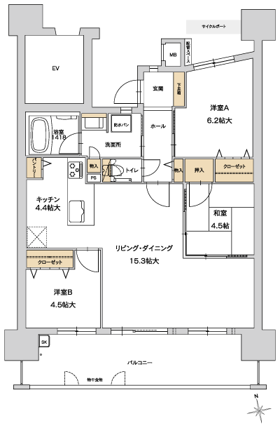 Floor: 3LDK + P, the area occupied: 76.4 sq m, Price: 20.4 million yen ~ 20,700,000 yen