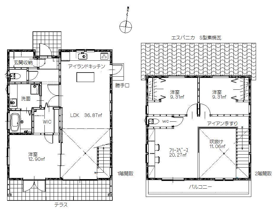 Floor plan. 35,800,000 yen, 4LDK + S (storeroom), Land area 265.53 sq m , And the building area 117.03 sq m atrium, Release and bright Mato with corridor. LDK's 22 quires large spacious and bright space. Place a multi-purpose space is on the second floor. While the whole family is feeling the sign, It is taken while the living can. It made many further storage.