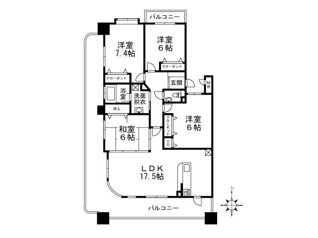 Floor plan. 4LDK, Price 19.6 million yen, Occupied area 93.26 sq m , Balcony area 40.83 sq m