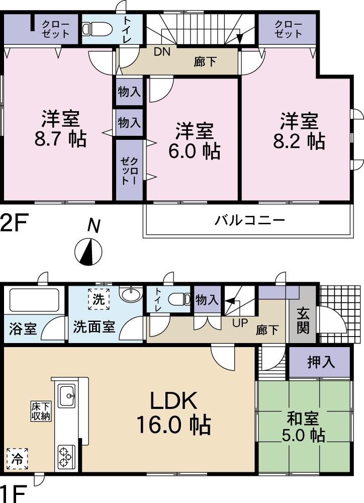 Floor plan. 20.8 million yen, 4LDK, Land area 164.6 sq m , Building area 103.88 sq m Floor