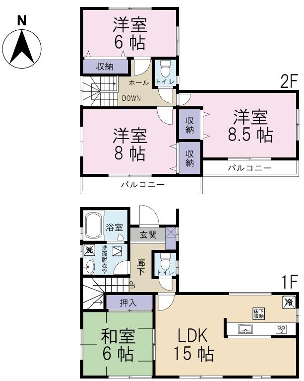 Floor plan. 23,480,000 yen, 4LDK, Land area 186.34 sq m , Building area 102.68 sq m Floor