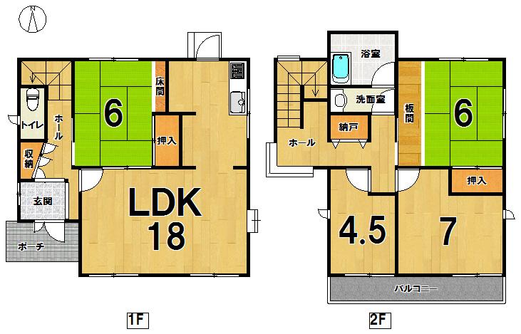 Floor plan. 12.8 million yen, 4LDK, Land area 143.65 sq m , Building area 107.77 sq m