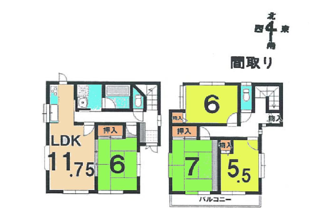 Floor plan. 17.8 million yen, 4LDK, Land area 101.75 sq m , Building area 92.4 sq m