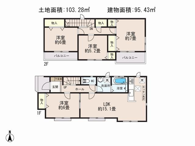 Floor plan. (A), Price 25,800,000 yen, 4LDK, Land area 103.28 sq m , Building area 95.43 sq m