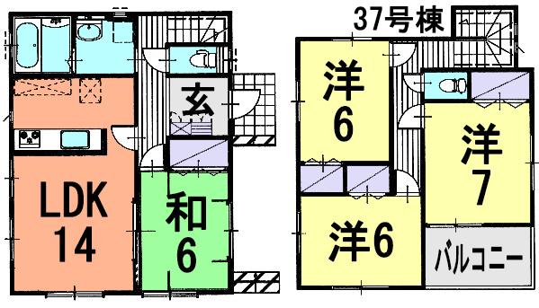 Floor plan. (37 Building), Price 17,900,000 yen, 4LDK, Land area 121.27 sq m , Building area 95.64 sq m