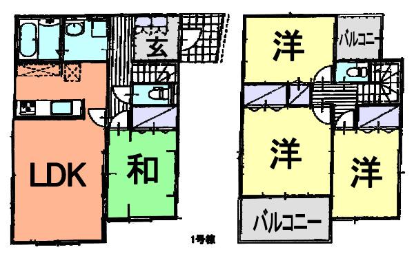Floor plan. (1 Building), Price 18.9 million yen, 4LDK, Land area 122.64 sq m , Building area 94.19 sq m