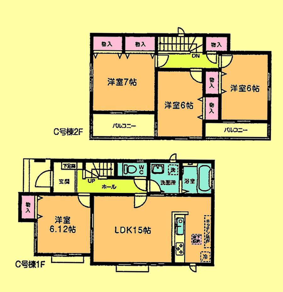Floor plan. Price 26,300,000 yen, 4LDK, Land area 100.17 sq m , Building area 97.09 sq m