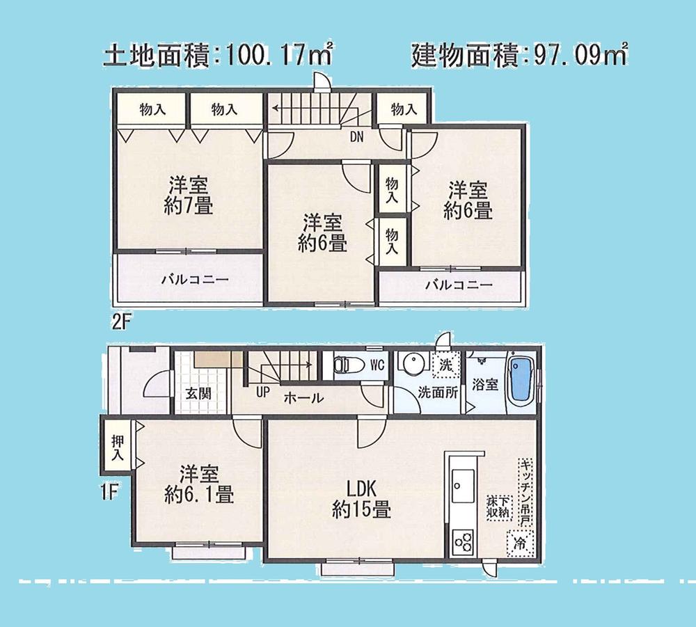 Floor plan. (C Building), Price 26,300,000 yen, 4LDK, Land area 100.17 sq m , Building area 97.09 sq m