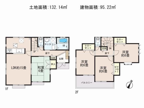 Floor plan. 22,800,000 yen, 4LDK, Land area 132.14 sq m , Building area 95.22 sq m