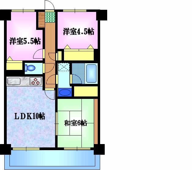 Floor plan. 3LDK, Price 17.5 million yen, Footprint 56.6 sq m , Will 3LDK type that can balcony area 0.9 sq m spacious and use. It can also be used as a room of children's and hobbies.