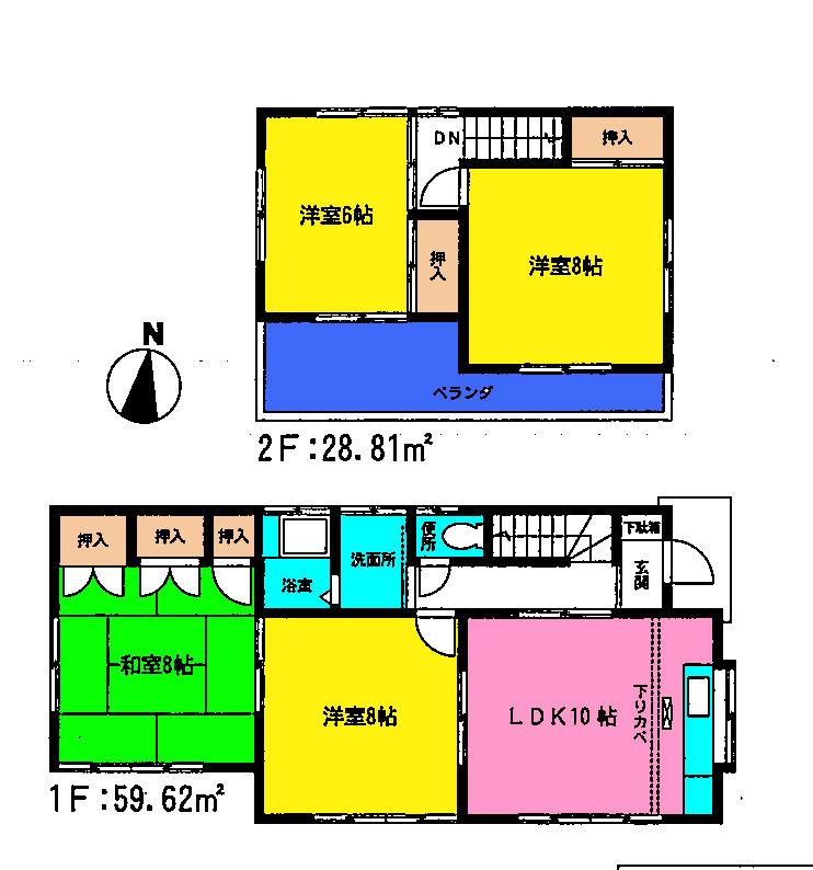 Floor plan. 17.8 million yen, 4LDK, Land area 165.88 sq m , Building area 88.43 sq m