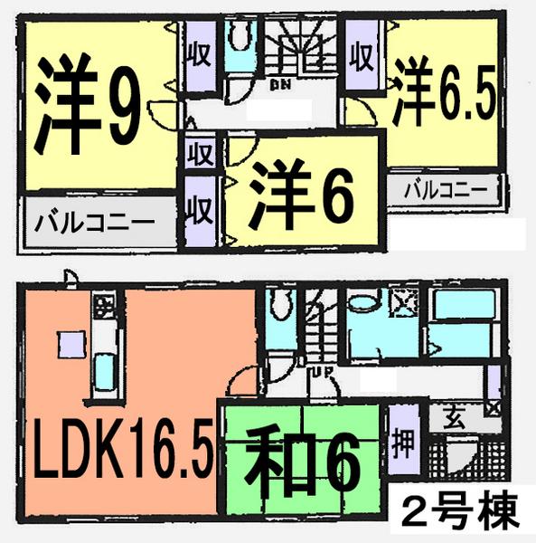 Floor plan. (Building 2), Price 29.5 million yen, 4LDK, Land area 141 sq m , Building area 105.16 sq m
