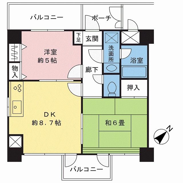 Floor plan. 2DK, Price 7.9 million yen, Occupied area 50.26 sq m , Balcony area 8.72 sq m