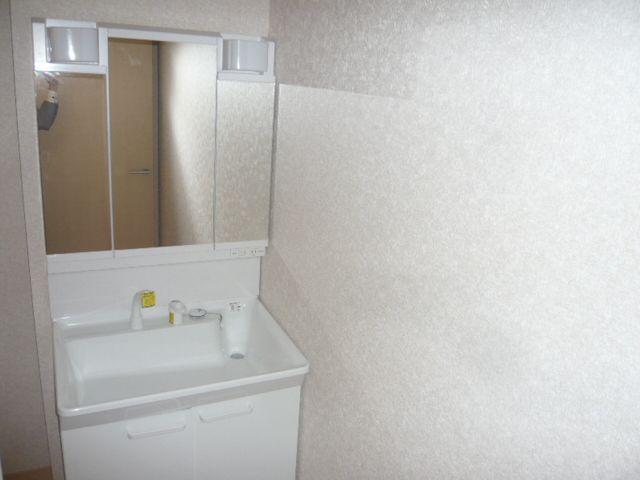 Wash basin, toilet. Washroom