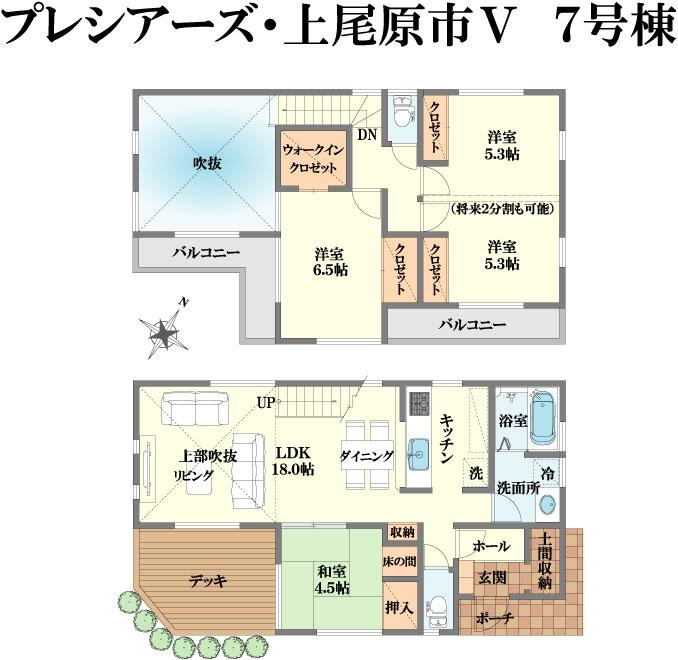 Floor plan. (Pureshiazu Ageo Changwon II ・ 7 Building), Price 29,800,000 yen, 3LDK, Land area 140.72 sq m , Building area 92.74 sq m