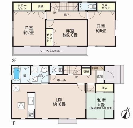 Floor plan. 29,800,000 yen, 4LDK, Land area 142.24 sq m , Building area 98.53 sq m