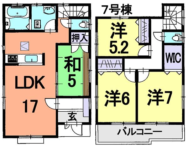Floor plan. (7 Building), Price 30,800,000 yen, 4LDK, Land area 134.11 sq m , Building area 96.05 sq m