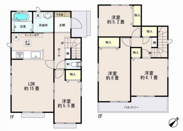 Floor plan. 19,800,000 yen, 4LDK, Land area 114.46 sq m , Building area 93.98 sq m F Building