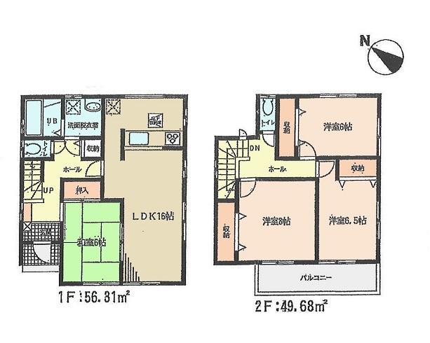 Floor plan. (1 Building), Price 35.4 million yen, 4LDK, Land area 155.25 sq m , Building area 105.99 sq m