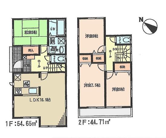 Floor plan. (4 Building), Price 33,900,000 yen, 4LDK, Land area 125.02 sq m , Building area 99.36 sq m