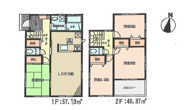 Floor plan. (6 Building), Price 31,900,000 yen, 4LDK, Land area 132.94 sq m , Building area 103.5 sq m