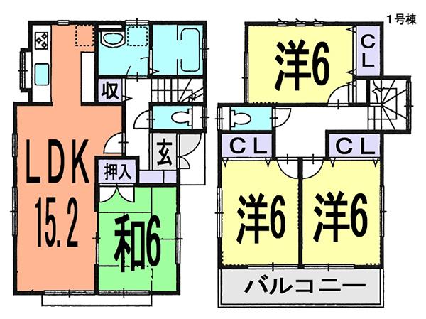 Floor plan. (1 Building), Price 26,800,000 yen, 4LDK, Land area 118.7 sq m , Building area 95.63 sq m