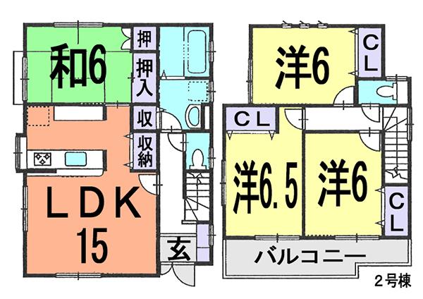 Floor plan. (Building 2), Price 27,800,000 yen, 4LDK, Land area 118.71 sq m , Building area 96.47 sq m