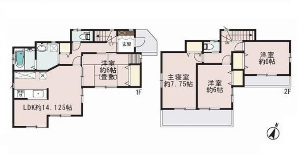 Floor plan. 22.5 million yen, 4LDK, Land area 120.14 sq m , Building area 98.53 sq m