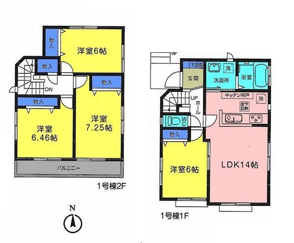 Floor plan. 22,800,000 yen, 4LDK, Land area 98 sq m , Building area 93.41 sq m