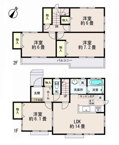 Floor plan. 21.5 million yen, 4LDK, Land area 120.8 sq m , Building area 94.18 sq m