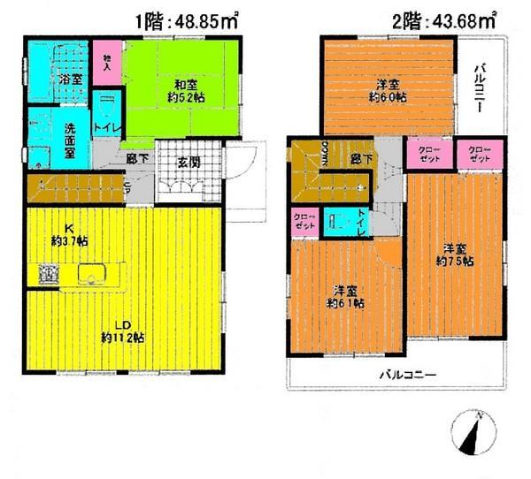 Floor plan. 21,800,000 yen, 4LDK, Land area 131.48 sq m , Building area 94.6 sq m