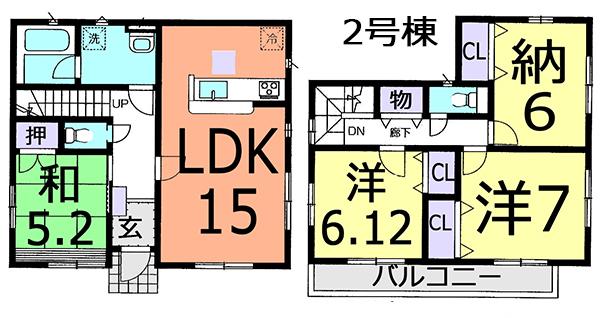 Floor plan. (Building 2), Price 24,800,000 yen, 3LDK+S, Land area 133.57 sq m , Building area 95.37 sq m