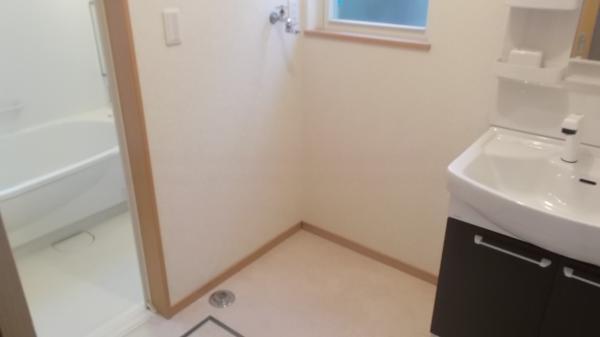 Wash basin, toilet. Washing machine space