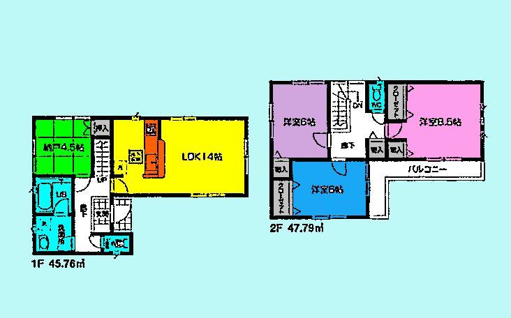 Floor plan. (Building 2), Price 24,800,000 yen, 3LDK+S, Land area 108.28 sq m , Building area 93.55 sq m