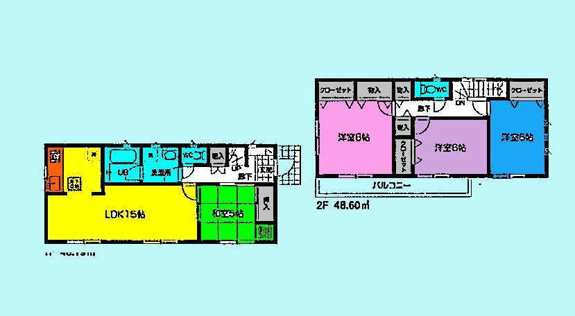 Floor plan. (3 Building), Price 26,800,000 yen, 4LDK, Land area 106.15 sq m , Building area 96.79 sq m
