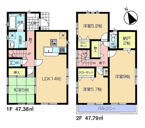 Floor plan. 31,800,000 yen, 4LDK + S (storeroom), Land area 124.54 sq m , Building area 95.17 sq m