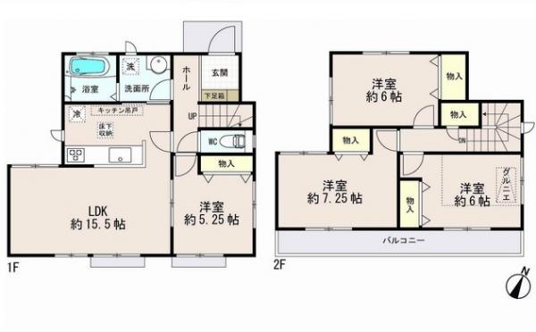 Floor plan. 19,800,000 yen, 4LDK, Land area 100.29 sq m , Building area 93.57 sq m