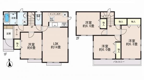 Floor plan. 24,800,000 yen, 4LDK, Land area 130.09 sq m , Building area 93.46 sq m