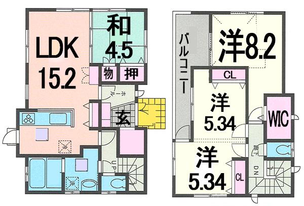 Floor plan. 27,800,000 yen, 4LDK, Land area 135 sq m , Building area 97.5 sq m