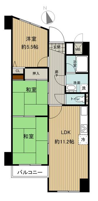 Floor plan. 3LDK, Price 6.9 million yen, Occupied area 60.16 sq m , Balcony area 4.69 sq m