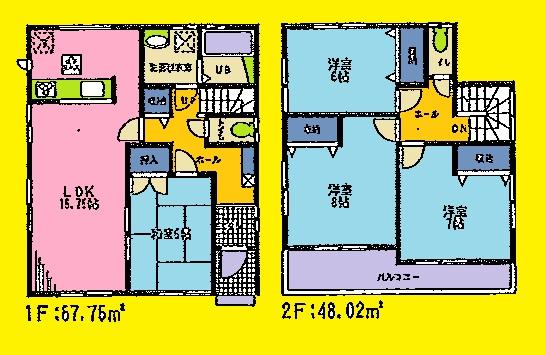 Floor plan. (1 Building), Price 29,800,000 yen, 4LDK, Land area 140.58 sq m , Building area 105.77 sq m