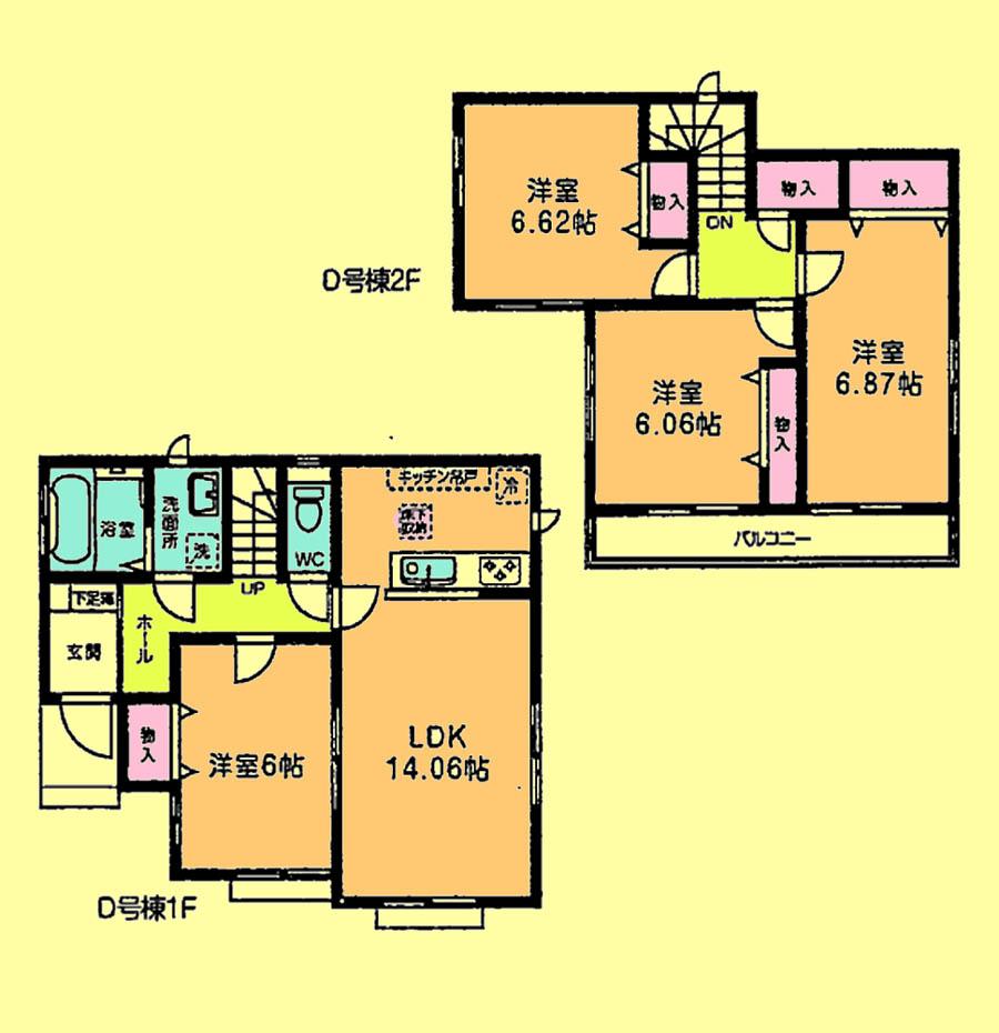Floor plan. Price 24,800,000 yen, 4LDK, Land area 124.94 sq m , Building area 93.46 sq m