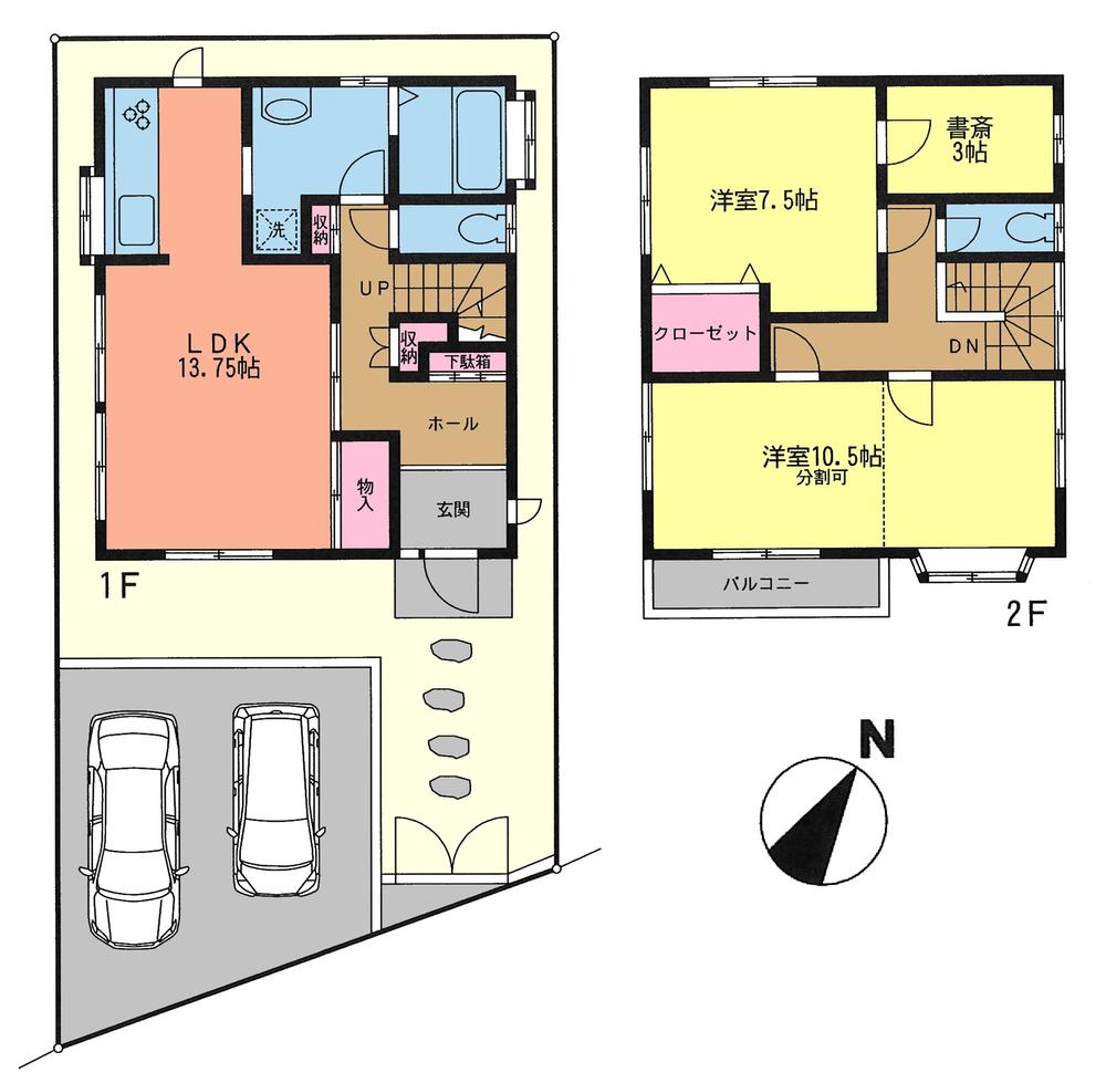 Floor plan. 16.8 million yen, 2LDK + S (storeroom), Land area 112.62 sq m , Building area 92.74 sq m
