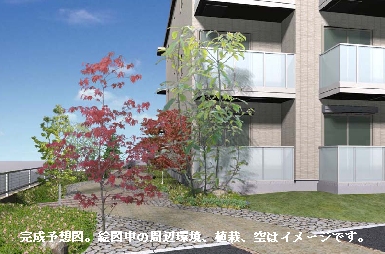 Building appearance. Charm of Sekisui House! Beautiful planting is