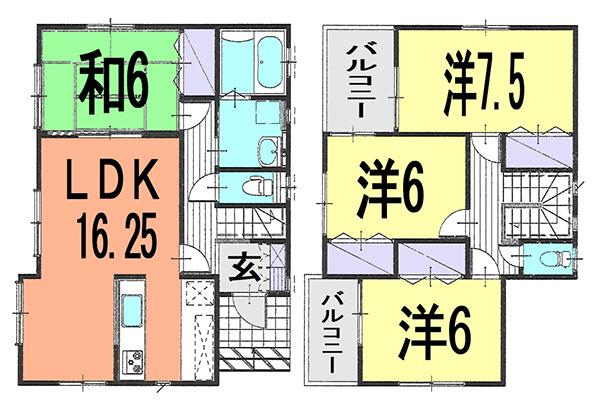 Floor plan. 23.4 million yen, 4LDK, Land area 173.98 sq m , Building area 100.6 sq m