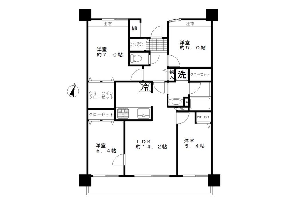 Floor plan. 4LDK, Price 22,800,000 yen, Occupied area 75.53 sq m , Balcony area 16 sq m