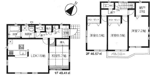 Floor plan. (1), Price 22,800,000 yen, 4LDK, Land area 130.09 sq m , Building area 95.89 sq m