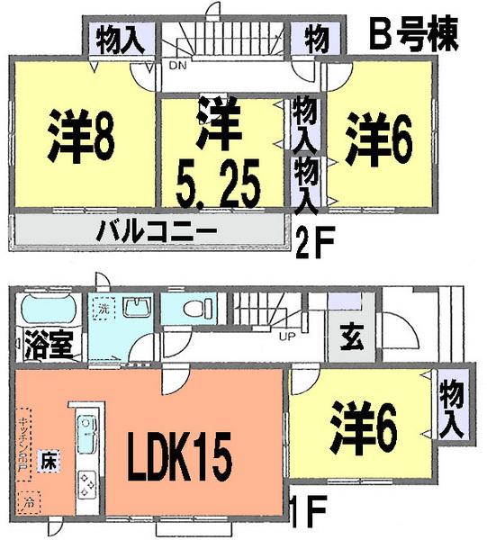 Floor plan. (B Building), Price 23.8 million yen, 4LDK, Land area 120.74 sq m , Building area 96.87 sq m