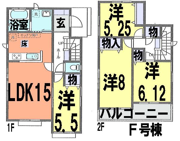 Floor plan. (F Building), Price 19,800,000 yen, 4LDK, Land area 114.46 sq m , Building area 93.98 sq m